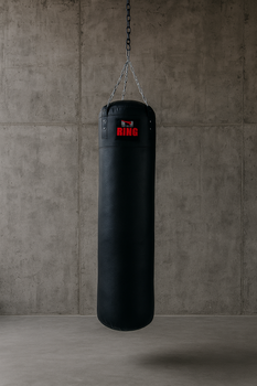 Premium Boxsack aus echtem Leder 100 x 35 cm 20 kg Schwarz