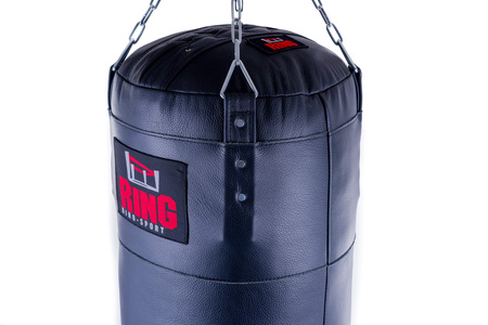 Premium Boxsack aus echtem Leder 130 x 35 cm 30 kg Schwarz