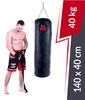 Premium Boxsack aus echtem Leder 140 x 40 cm 40 kg Schwarz