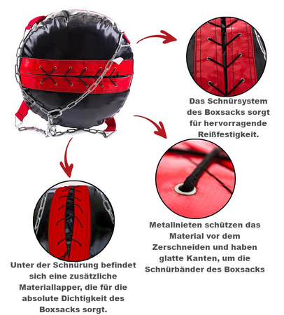 Box-Set für Kinder – Boxsack 100×35 cm Schwarz + Boxhandschuhe FIRE + Deckenhalterung