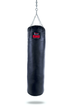 Premium Boxsack aus echtem Leder 130 x 35 cm 40 kg Schwarz