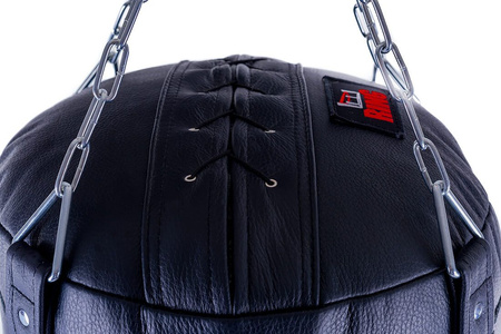 Premium Boxsack aus echtem Leder 130 x 35 cm 30 kg Schwarz