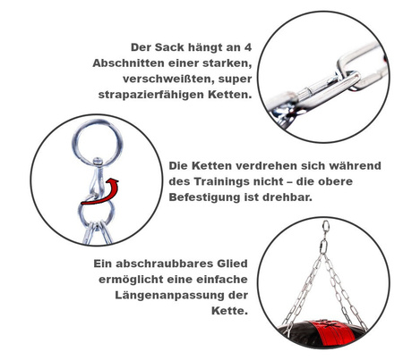 Boxsack Kolos 150 x 45 cm ungefüllt schwarz-rot